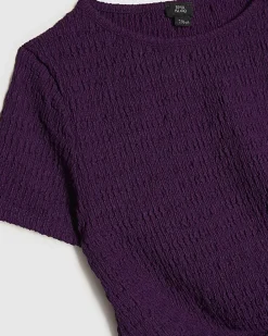 Girls Purple Knot Front T-Shirt Set