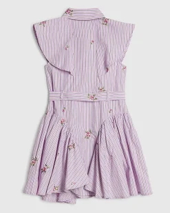 Girls Purple Stripe Shirt Dress