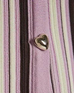 Girls Purple Striped Knitted Waistcoat Set
