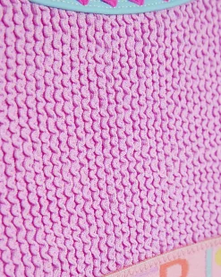 Girls Purple Textured Elastic Bikini Set