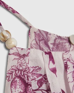 Girls Purple Toile Halter Set
