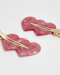 Girls Red Heart Slides Pack Of 2