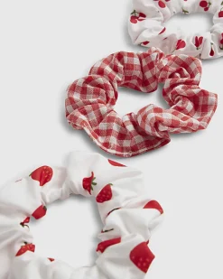 Girls Red Print Pack of 3 Scruchies