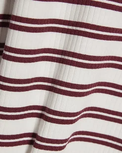 Girls Red Stripe Ribbed Zip Polo Dress