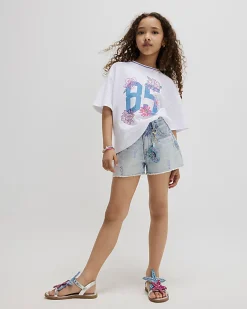 Girls White 85 Embellished T-Shirt