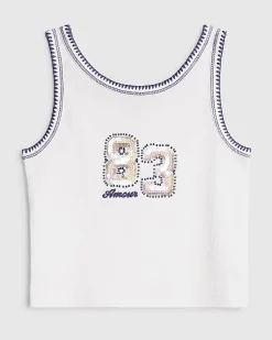 Girls White 83 Sequin Tank Top