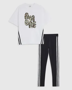 Girls White Amore Leopard T-Shirt Set