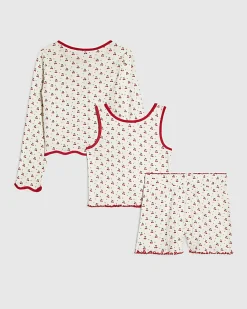 Girls White Cherry Pyjama Set