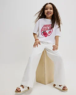 Girls White Cherry Soda Cropped T-Shirt