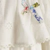 Girls White Collared Cotton.Top and Skirt Set