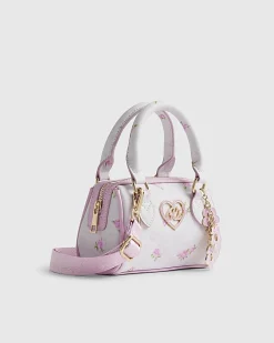 Girls White Ditsy Floral Mini Bowler Bag