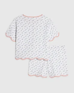 Girls White Ditsy Pointelle Pyjamas