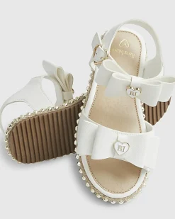 Girls White Double Bow Espadrille Sandals
