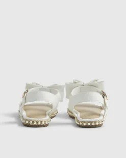 Girls White Double Bow Espadrille Sandals