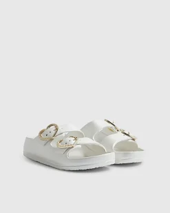 Girls White Double Strap Moulded Sandals