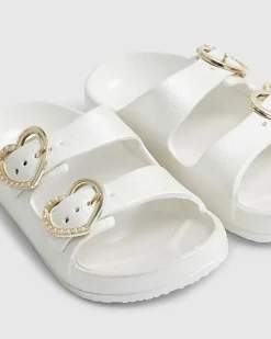 Girls White Double Strap Moulded Sandals