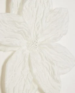 Girls White Flower Trim Knitted Top