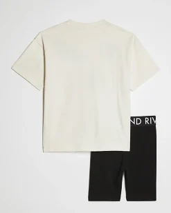 Girls White Graffiti T-Shirt And Shorts Set