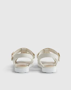 Girls White Heart Caged Sandals