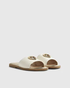 Girls White Heart Cut Out Sandals
