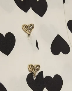 Girls White Heart Print Top
