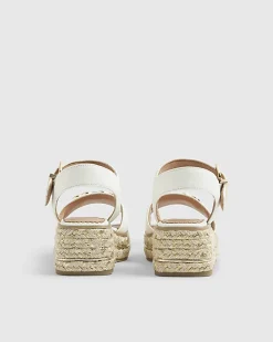 Girls White Heart Snaffle Wedge Sandals