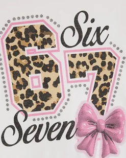 Girls White Leopard 67 T-Shirt Set