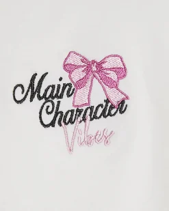 Girls White Main Character Crop Top