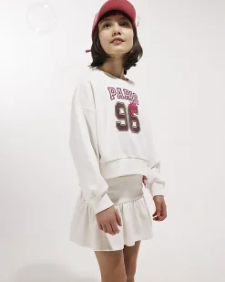 Girls White Paris 96 Sweat Skirt Set