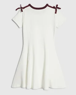 Girls White Paris Bow Dress