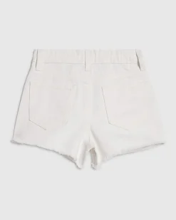 Girls White Pearl Embellished Denim Shorts