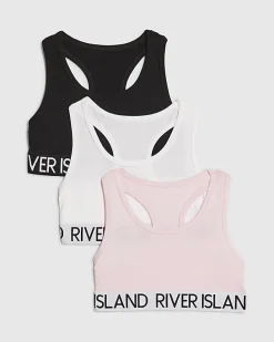 Girls White Racer Pack Of 3 Crop Tops