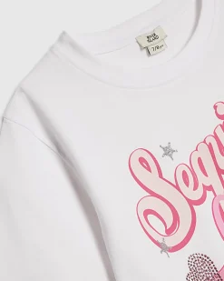 Girls White Sequins Are Forever Boxy T-shirt