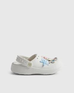 Girls White Shell Clogs