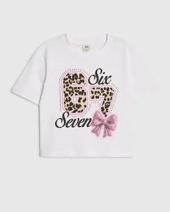 Girls White Six Seven 67 Boxy T-Shirt