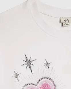 Girls White Sun Badge Icons T-Shirt