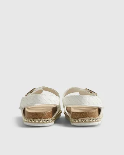 Girls White Weave Buckle Footbed Sandals