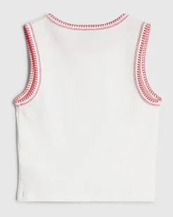 Girls White Whipstitch Tank Top