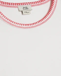 Girls White Whipstitch Tank Top