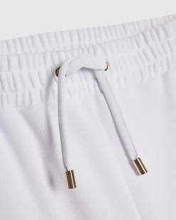 Girls White Wide Leg Bow Side Stripe Trousers
