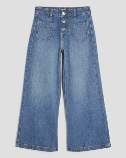 Girls Wide Leg Front Pocket Jeans