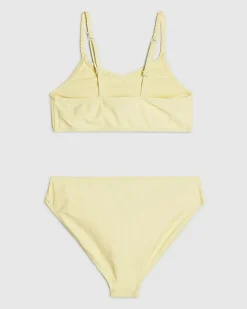 Girls Yellow 3D Flower Bikini Set