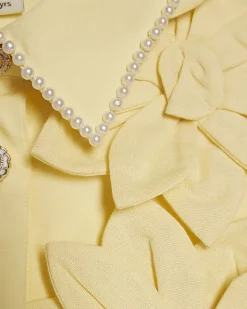 Girls Yellow 3D Flower Dress