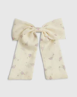 Girls Yellow Floral Bow Hair Clip