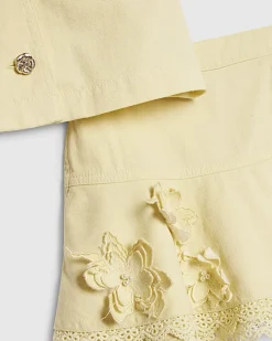 Girls Yellow Floral Pearl Shirt Set