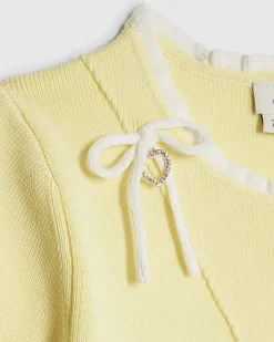 Girls Yellow Heart Charm Bow Knit Dress