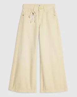 Girls Yellow Lace Wide Leg Jeans With Keyring