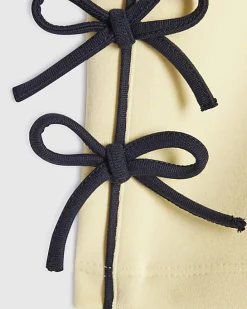 Girls Yellow Side Tape Bow Shorts