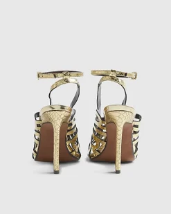 Gold Butterfly Caged Heels
