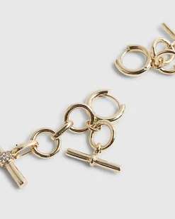Gold Chunky Bar Drop Earrings